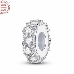 Sterling Silver Clear CZ Pavé Spacer Bead Charm